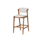 Banqueta Alta Santorini  - Avelã E Tecido Cru - Meu Móvel De