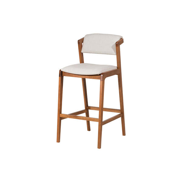 Banqueta Alta Santorini  - Avelã E Tecido Cru - Meu Móvel De