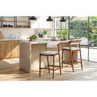 Banqueta Alta Santorini  - Avelã E Tecido Cru - Meu Móvel De