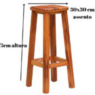 Banqueta Alta Sem Encosto Em Madeira Maciça