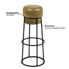 Banqueta Alta Stopper Com Assento Em Madeira Taeda E Pés Em F