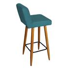 Banqueta Alta Suede Azul Turquesa