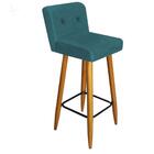 Banqueta Alta Suede Azul Turquesa