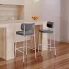 Banqueta Alta Tecido Sintetico Alloa Est. Branca