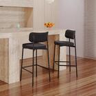 Banqueta Alta Tecido Sintetico Alloa Est. Preta