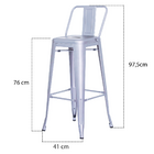 Banqueta Alta Tolix Iron Design Industrial Com Encosto Cinza