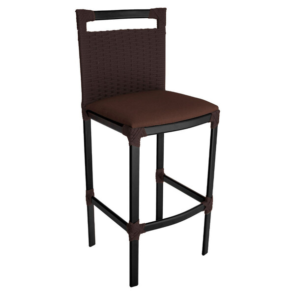 Banqueta Alta Vigor Em Alumínio E Corda Náutica Marrom