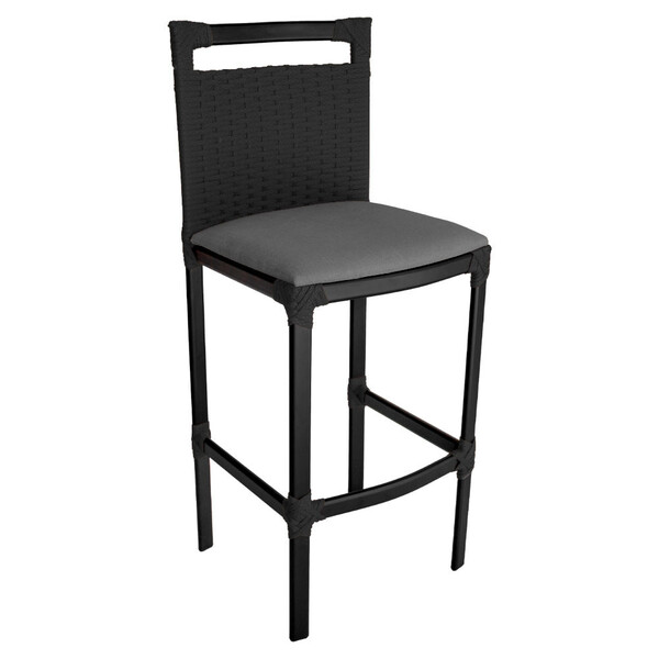 Banqueta Alta Vigor Em Alumínio E Corda Náutica Preto