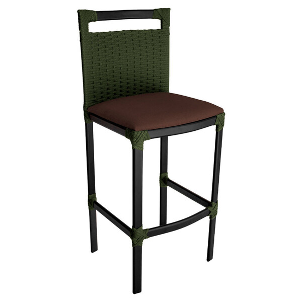 Banqueta Alta Vigor Em Alumínio E Corda Náutica Verde