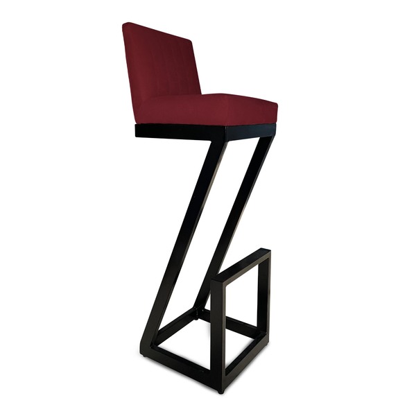 Banqueta Alta Z Base De Ferro Suede Marsala - D'classe Decor