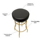 Banqueta Altura 65cm Bar Giratória Cor Dourado Fosco Assento