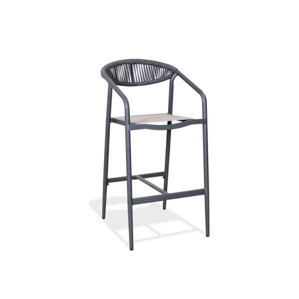 Banqueta Alumínio e Corda 108x55x62cm Cinza Escuro Plicosa