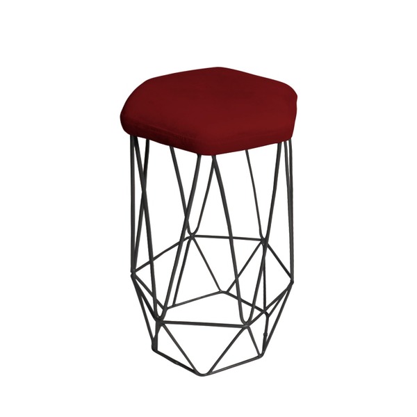 Banqueta Aramada Bordo Base De Ferro Preta Ppa Decor