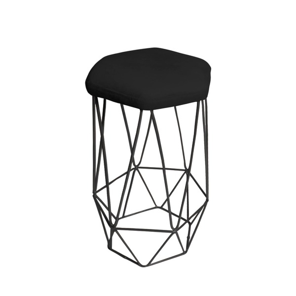 Banqueta Aramada Preta Base De Ferro Preta Ppa Decor