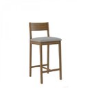 Banqueta Assento Estofado Madeira Maciça Manu Nogueira