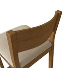 Banqueta Assento Estofado Madeira Maciça Manu Nogueira/bege