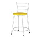 Banqueta Baixa Assento Ratan Branca Retro Amarelo