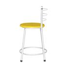 Banqueta Baixa Assento Ratan Branca Retro Amarelo