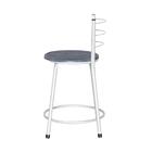 Banqueta Baixa Assento Ratan Branca Retro Azul