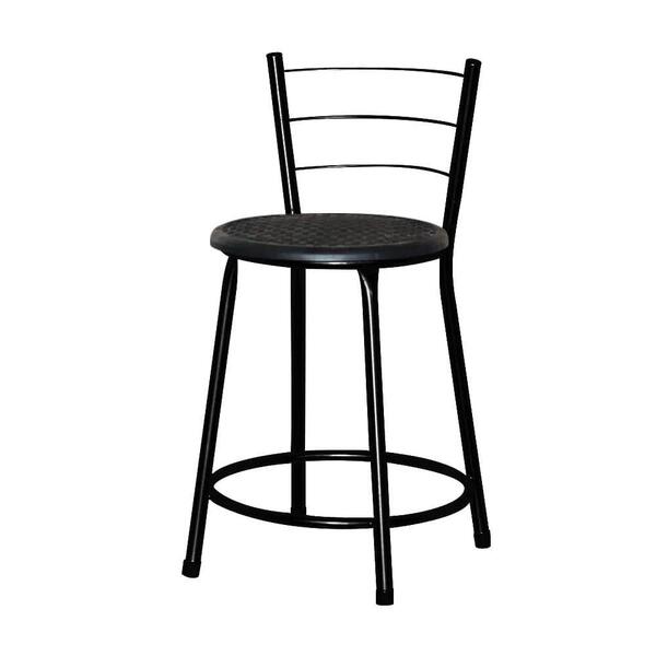 Banqueta Baixa Assento Ratan Preta Cristal Preto