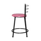 Banqueta Baixa Assento Ratan Preta Cristal Rosa