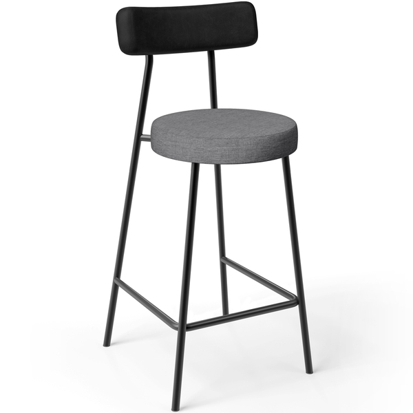 Banqueta Baixa Cozinha Sala Jantar Milão L02 Couríssimo Preto