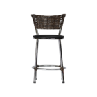 Banqueta Baixa Cromada Acabamento Juncada Luxo Bistrô Bar Ban