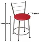 Banqueta Baixa Cromada Com Encosto Para Cozinha Assento Verme