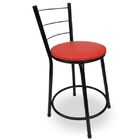 Banqueta Baixa De Aço Pintura Epóxi Preta Com Vermelho