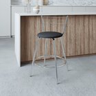 Banqueta Baixa Em Tubos De Aço, Encosto Aramado E Assento Est