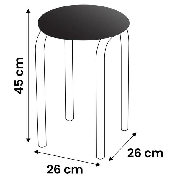 Banqueta Baixa Empilhável Em Aço Maviê Sintético Branco/preto