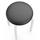 Banqueta Baixa Empilhável Em Aço Maviê Sintético Preto/branco