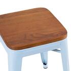 Banqueta Baixa Iron Tolix Com Assento De Madeira Canela - Azu