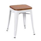 Banqueta Baixa Iron Tolix Com Assento De Madeira Canela - Bra