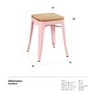 Banqueta Baixa Iron Tolix Com Assento De Madeira Rústica Clar