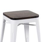 Banqueta Baixa Iron Tolix Com Assento De Madeira Rústica Escu