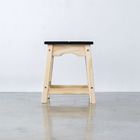 Banqueta Baixa Moema Em Madeira Preto E Natural - Natural E P