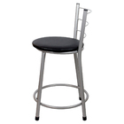 Banqueta Baixa Para Cozinha Cinza Assento Preto
