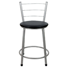 Banqueta Baixa Para Cozinha Cinza Assento Preto