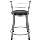 Banqueta Baixa Para Cozinha Cinza Assento Preto