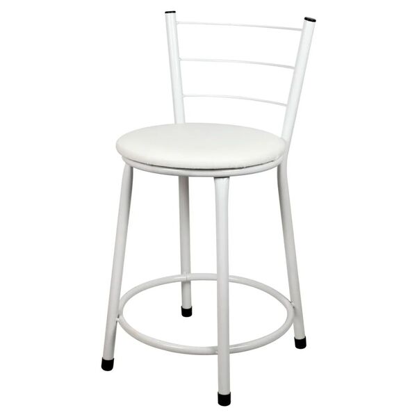 Banqueta Baixa Para Cozinha Epoxi Branca Branco