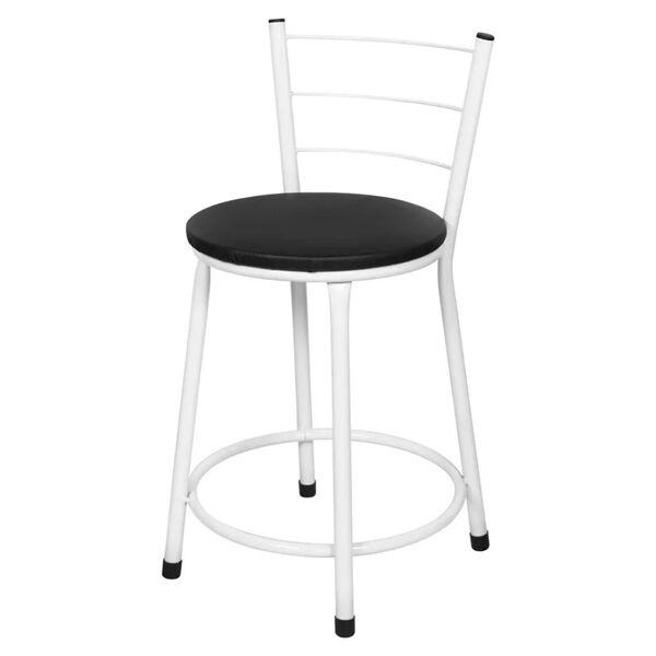Banqueta Baixa Para Cozinha Epoxi Branca Preto