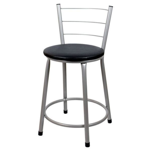 Banqueta Baixa Para Cozinha Epoxi Cinza Preto