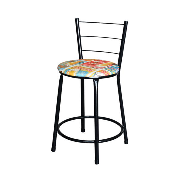 Banqueta Baixa Para Cozinha Epoxi Preta Estofado Cerveja