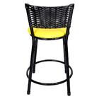 Banqueta Baixa Para Cozinha Hawai Preto Assento Amarelo