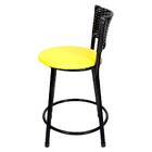 Banqueta Baixa Para Cozinha Hawai Preto Assento Amarelo