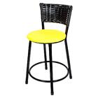 Banqueta Baixa Para Cozinha Hawai Preto Assento Amarelo