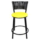 Banqueta Baixa Para Cozinha Hawai Preto Assento Amarelo