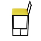 Banqueta Baixa Para Cozinha Preta Industrial Assento Estofado