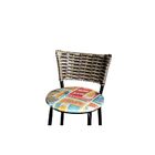 Banqueta Baixa Para Cozinha Ratan Cappuccino Preta Estofado C